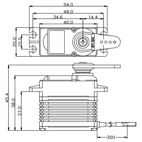 D950TW 20mm, Coreless, Wide Voltage, Titanium Gear Actuator (7.4V)
